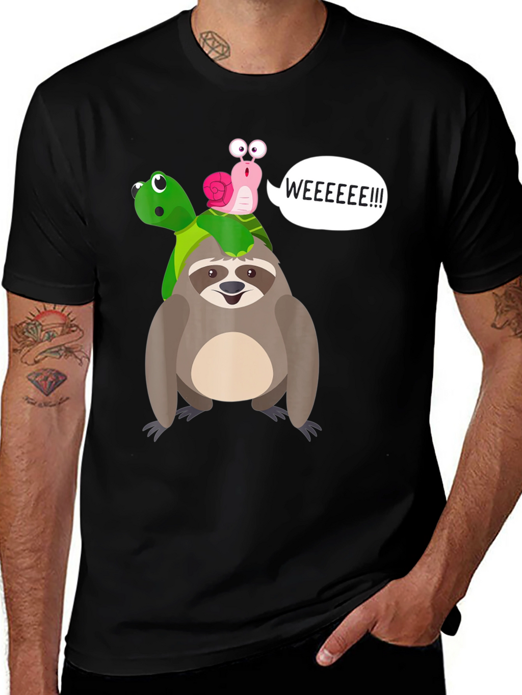 Sloth Turtle and Snail Graphic Tee