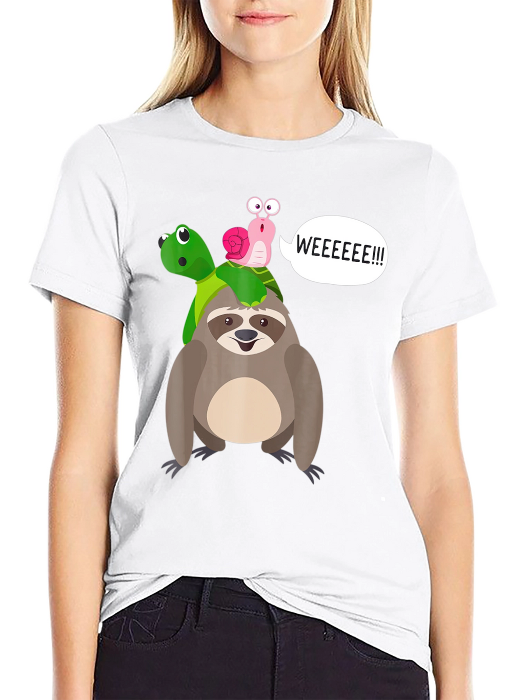 Sloth Turtle and Snail Graphic Tee