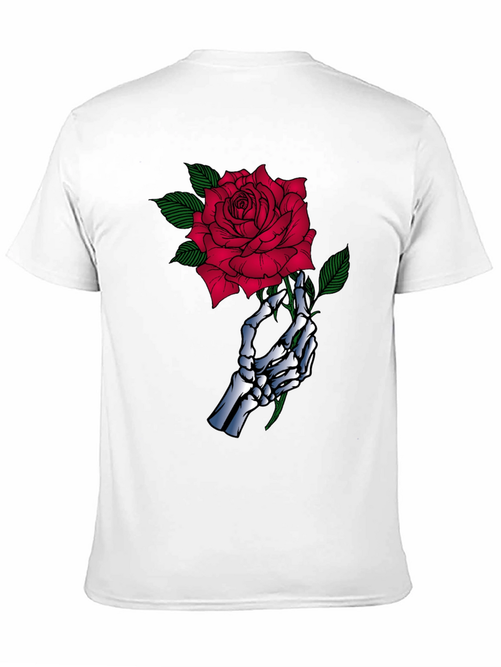 Skeleton Hand Rose Graphic Black T-Shirt