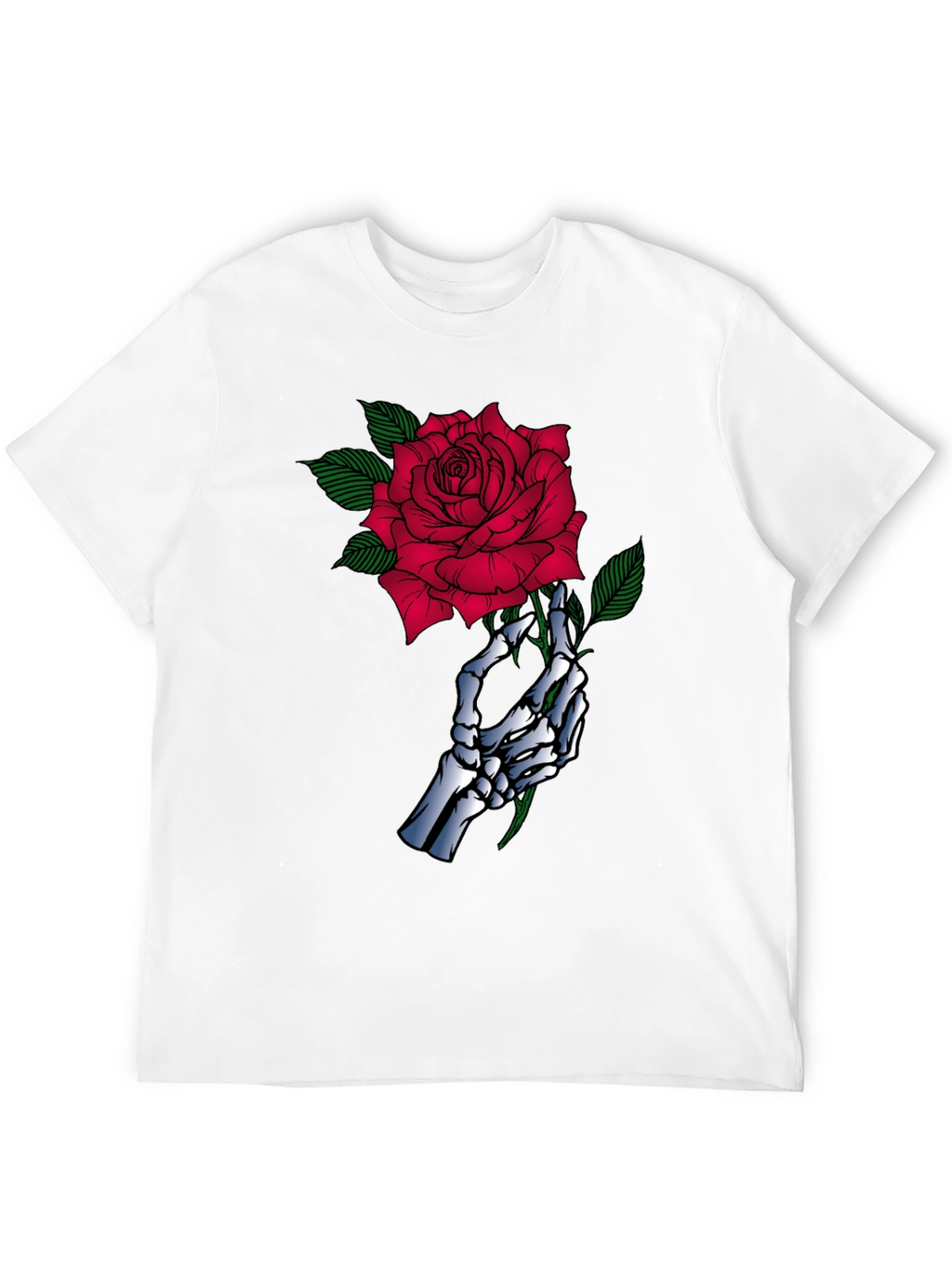 Skeleton Hand Rose Graphic Black T-Shirt