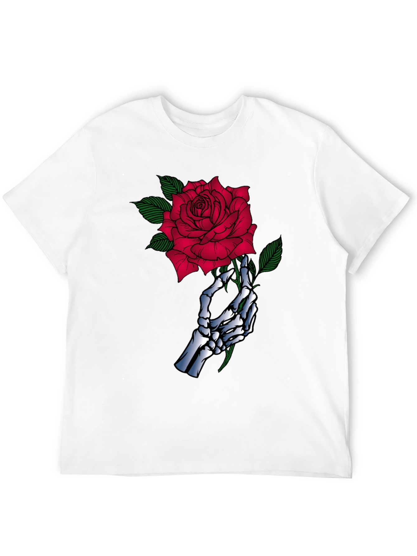 Skeleton Hand Rose Graphic Black T-Shirt