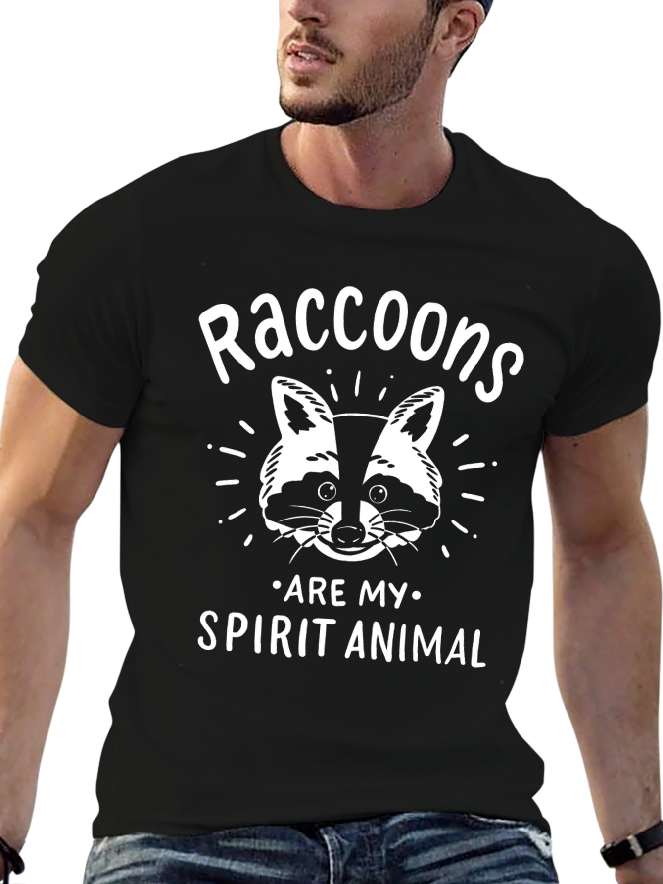 Raccoon Spirit Animal Graphic Tee - Unisex Black T-Shirt