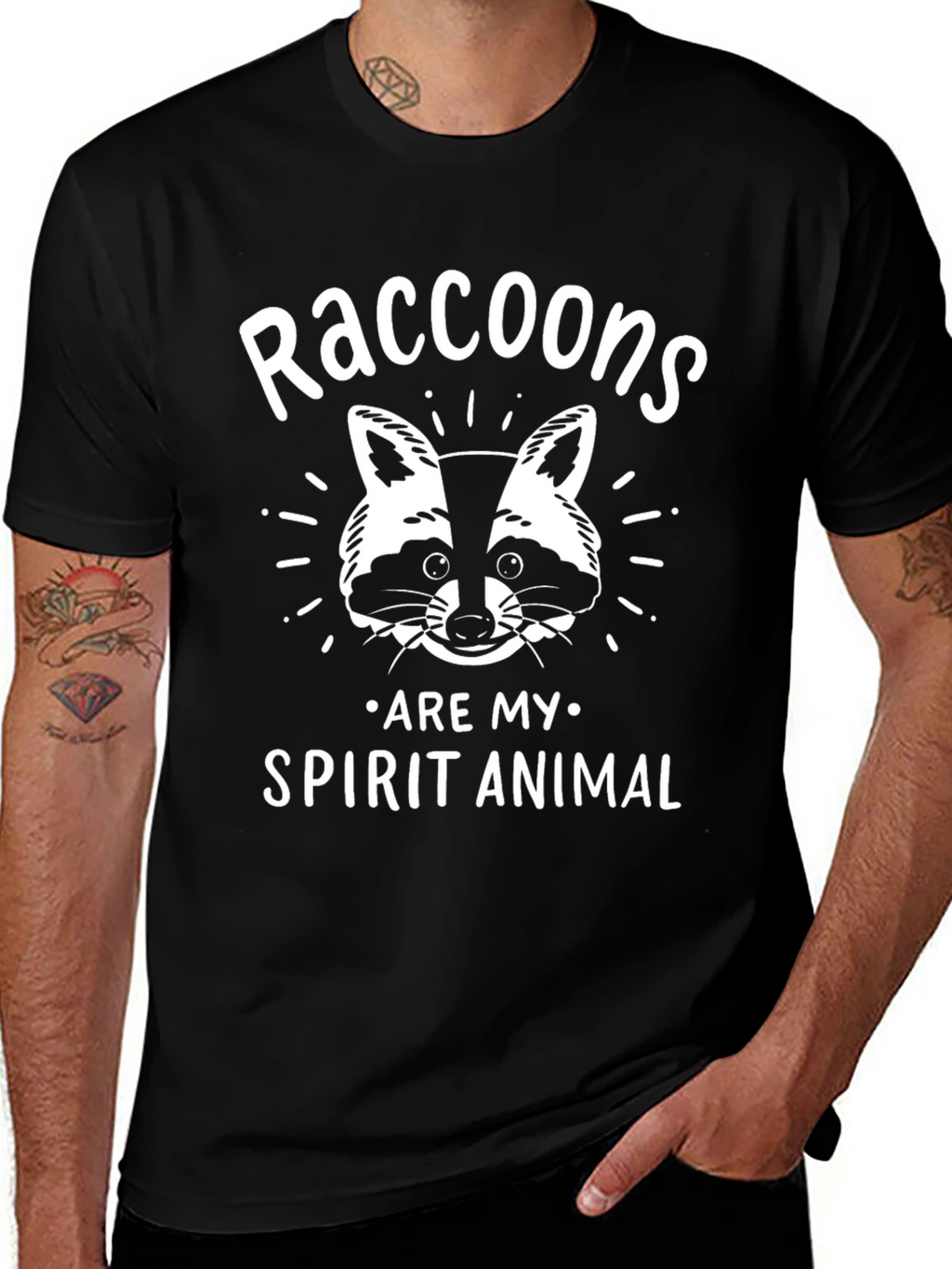 Raccoon Spirit Animal Graphic Tee - Unisex Black T-Shirt
