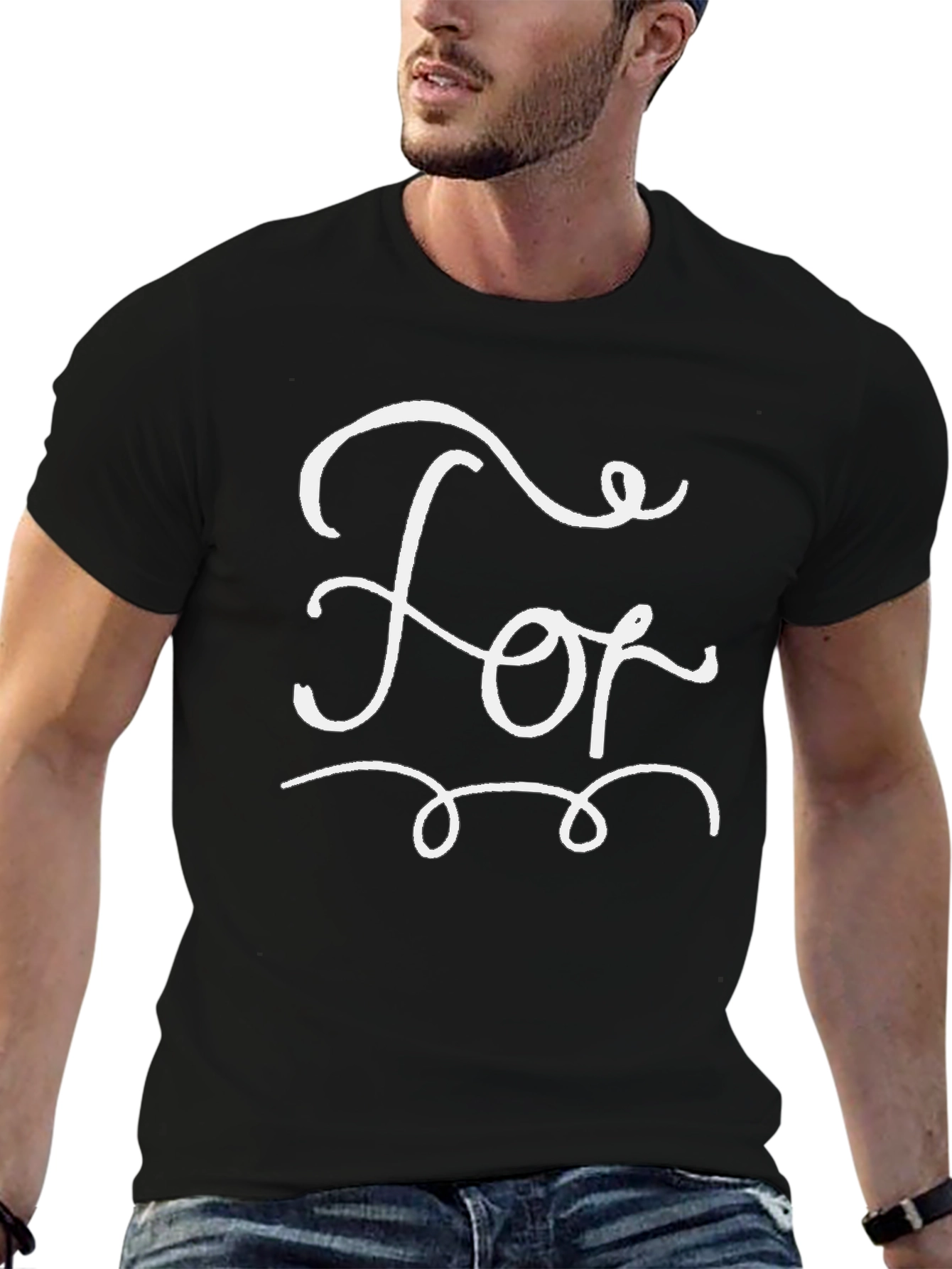 Stylish Black T-Shirt with White For Graphic