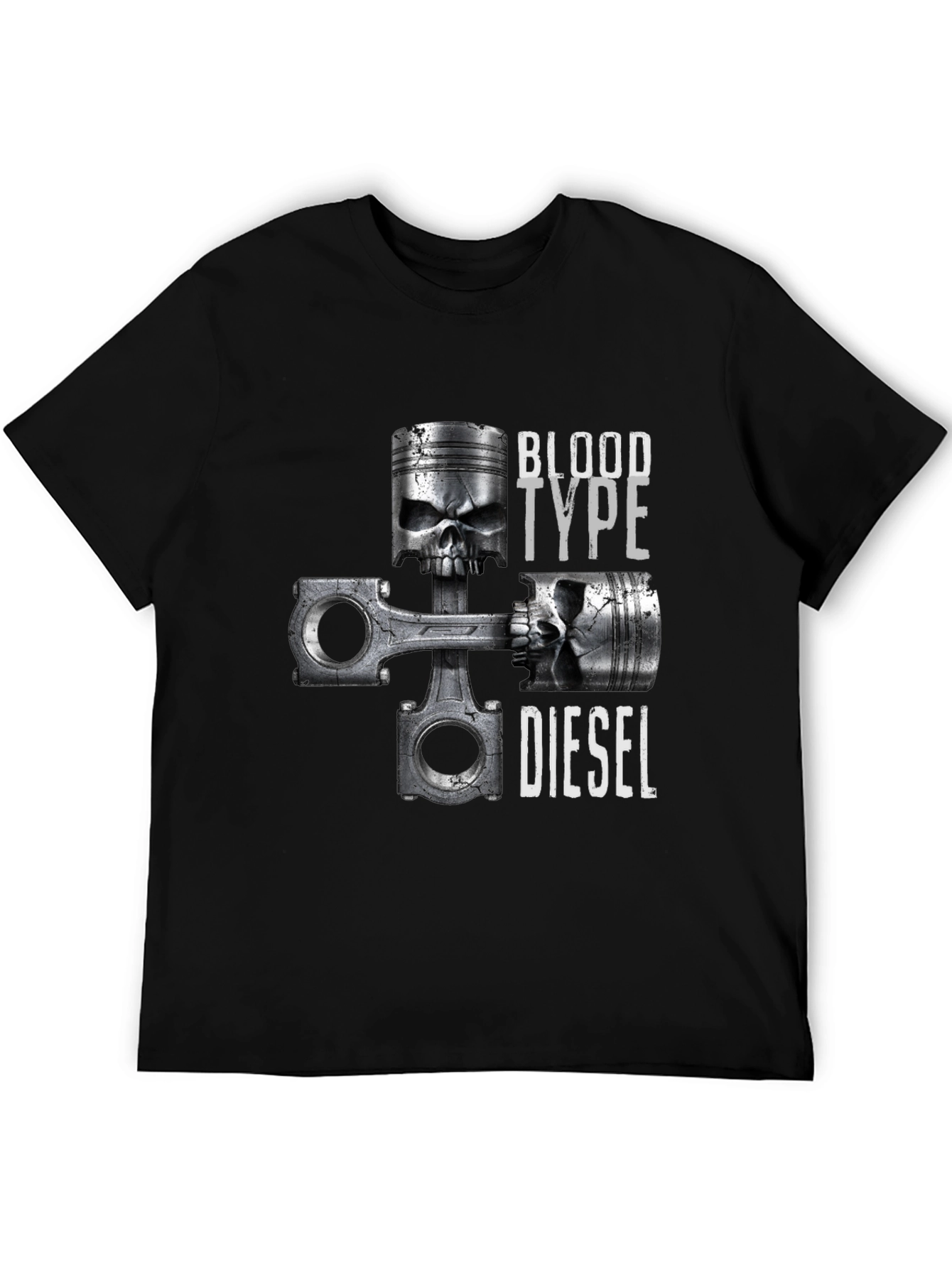 Blood Type Diesel Skull Piston Graphic T-Shirt