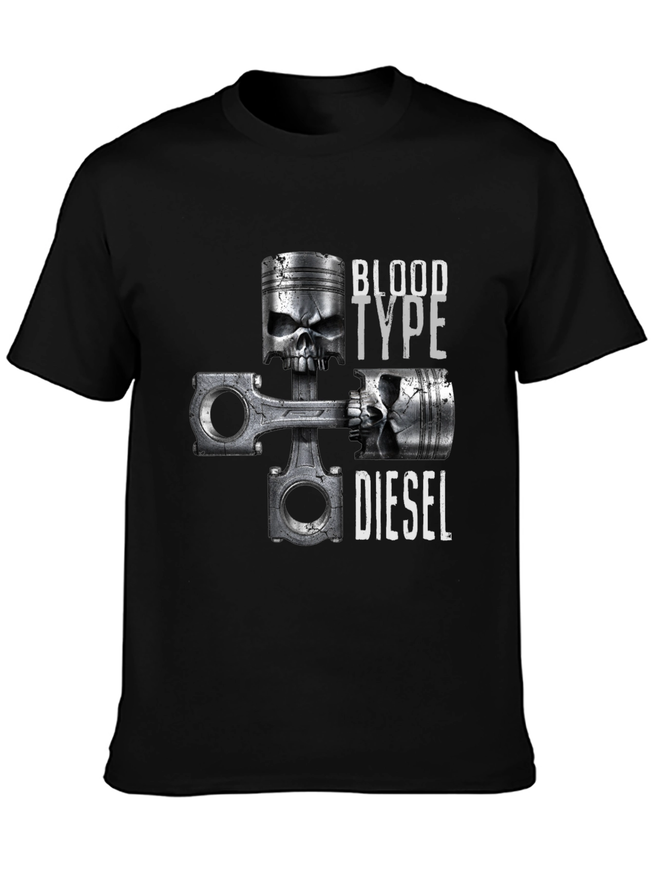 Blood Type Diesel Skull Piston Graphic T-Shirt