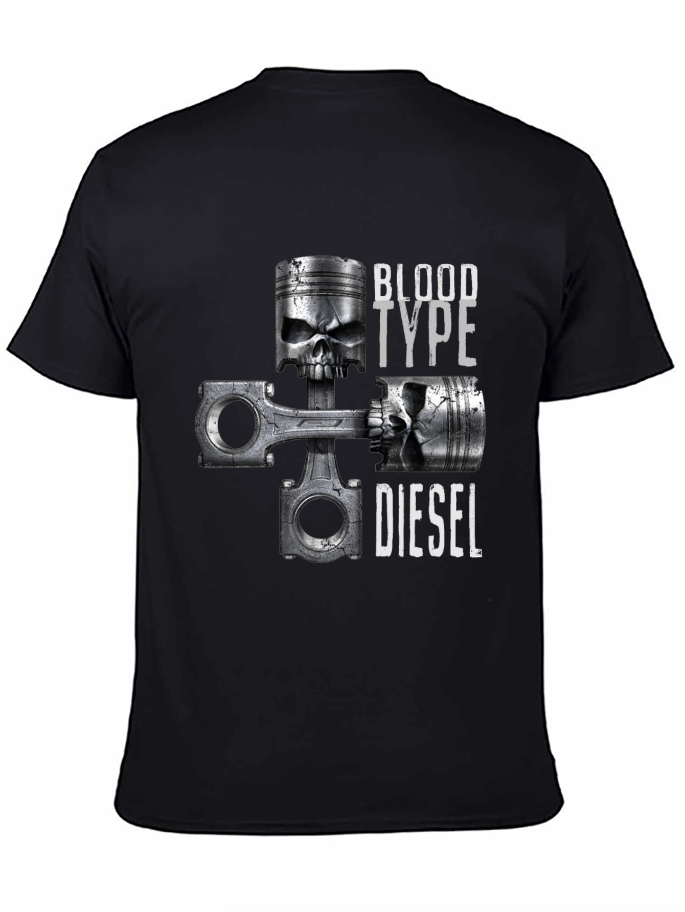 Blood Type Diesel Skull Piston Graphic T-Shirt