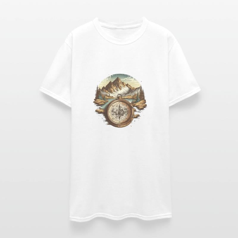 beautiful hiking landscape with a compass