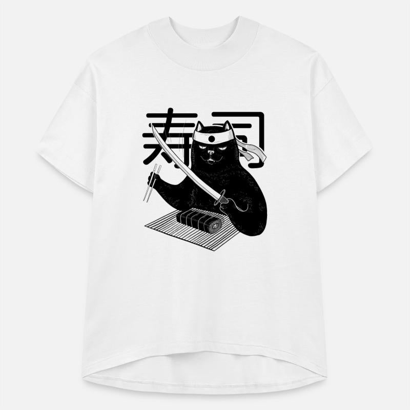 Black Cat Chef Sushi Funny Food Cute Pet Samurai