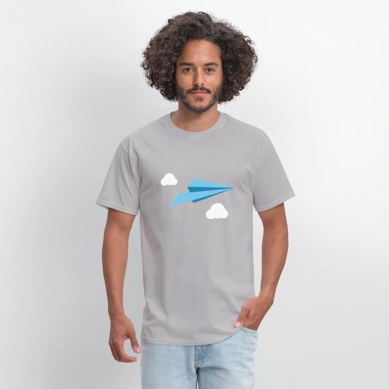 Blue Paper Airplane Paper Plane with white Clouds