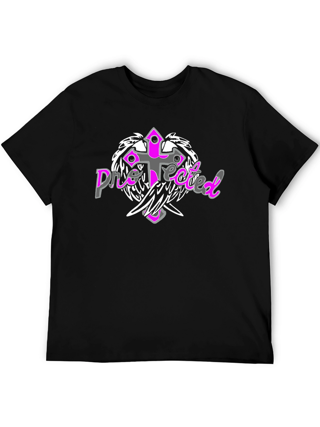 Protected Cross Graphic Tee - Stylish Black Shirt