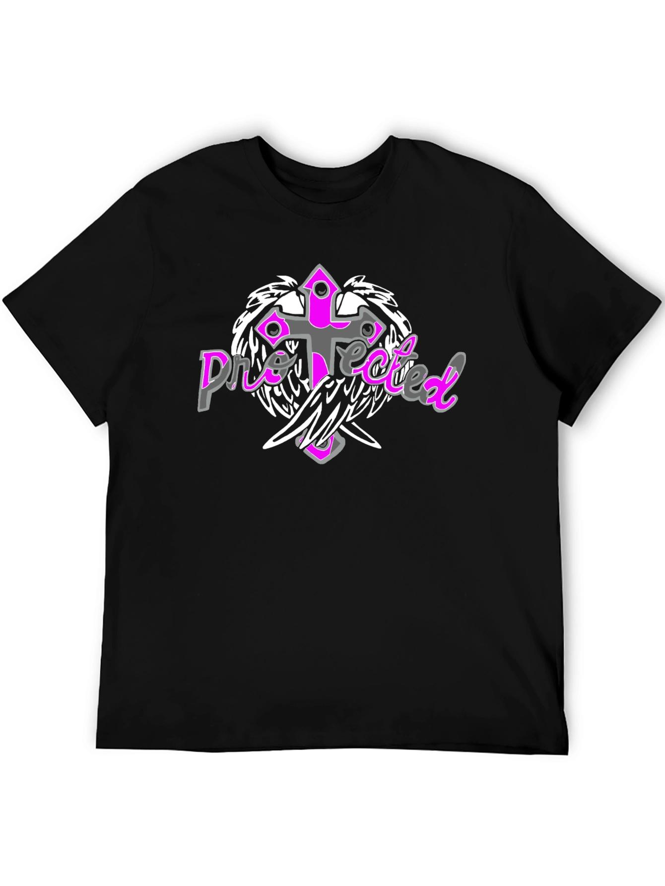 Protected Cross Graphic Tee - Stylish Black Shirt