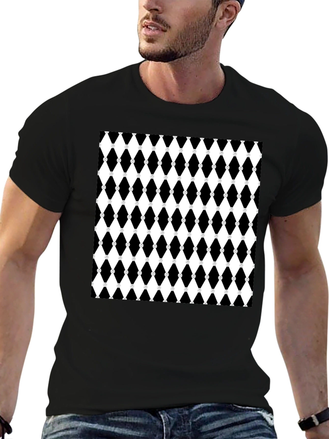 Bold Pattern Black T-Shirt
