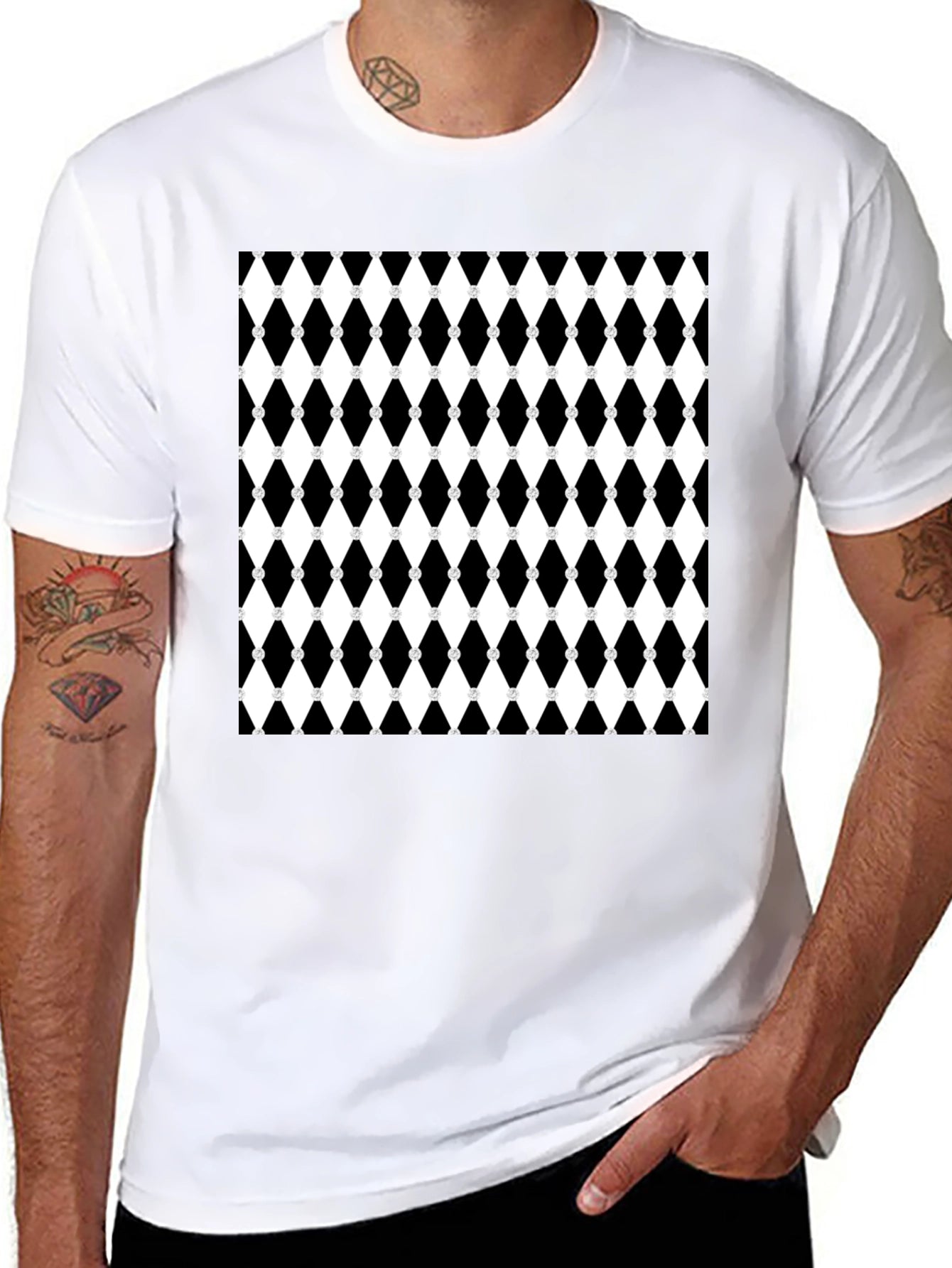Bold Pattern Black T-Shirt