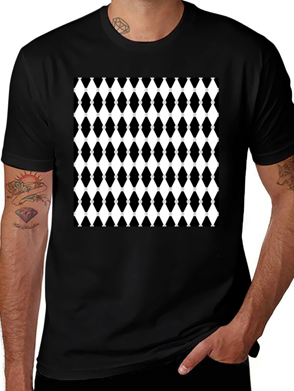 Bold Pattern Black T-Shirt