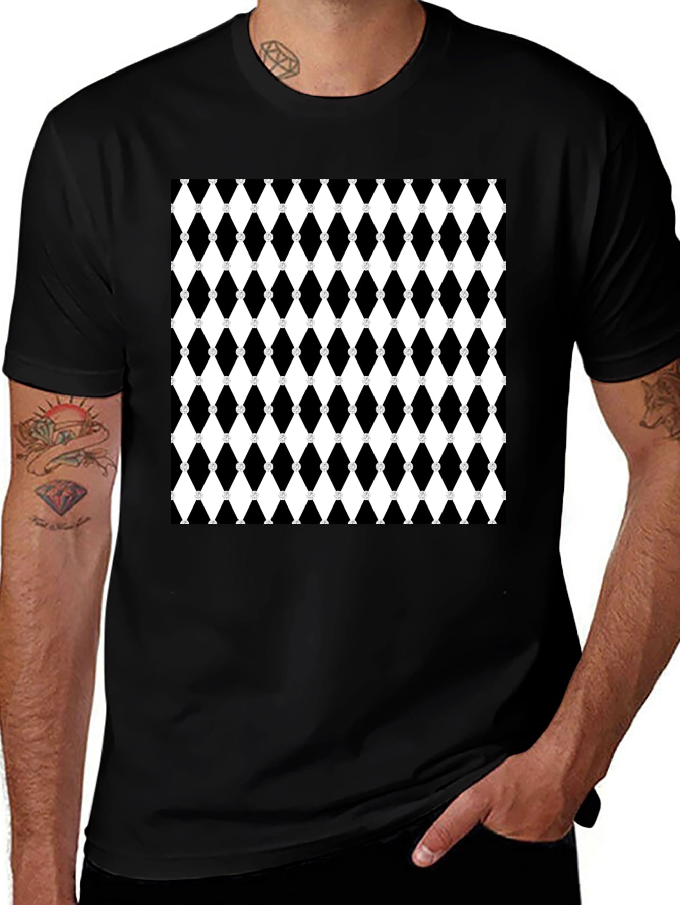 Bold Pattern Black T-Shirt