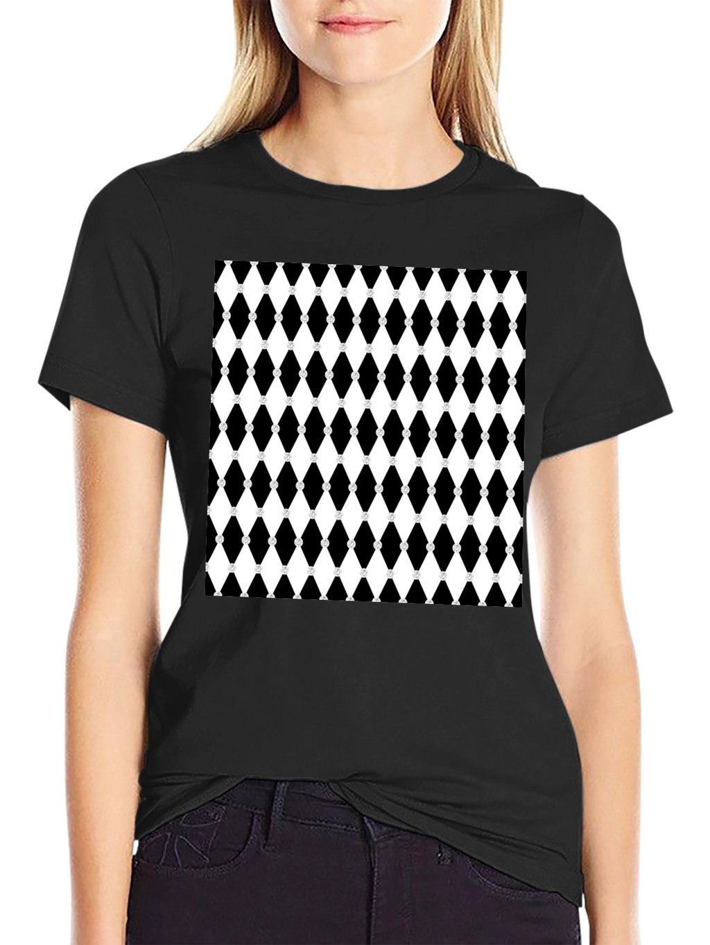 Bold Pattern Black T-Shirt