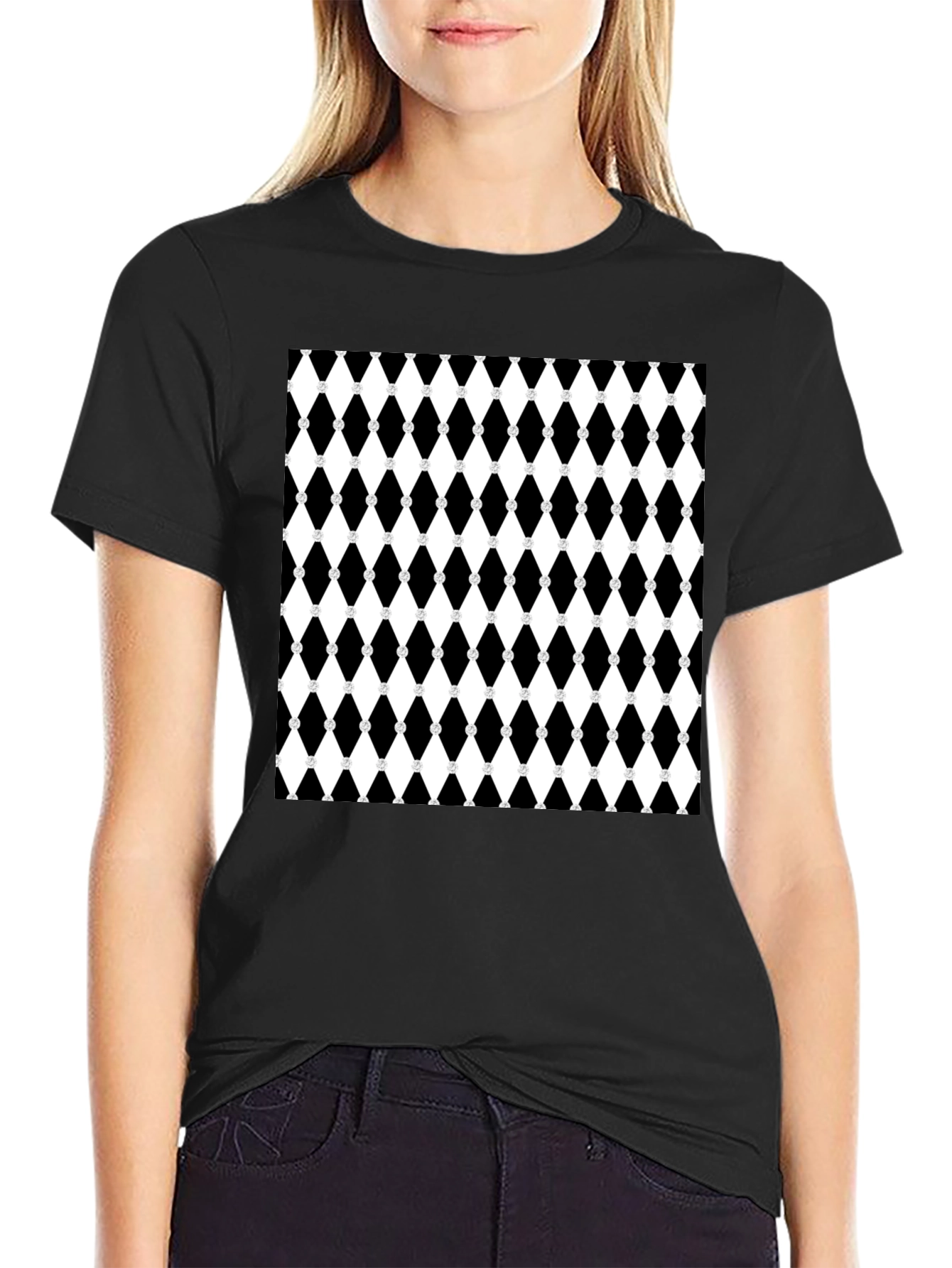 Bold Pattern Black T-Shirt