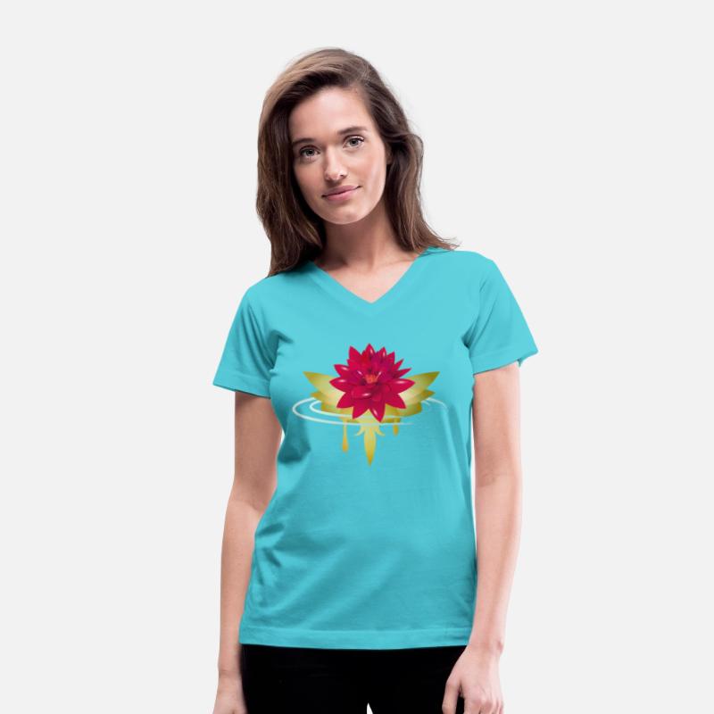 bright red lotus flower in water