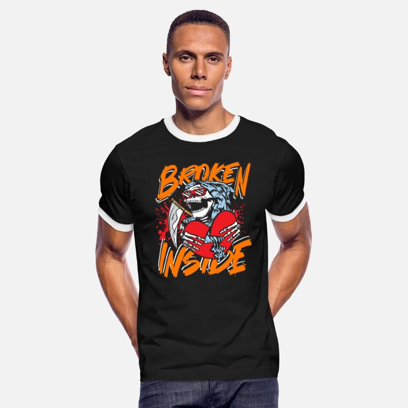 Broken inside | heart and laughing skull