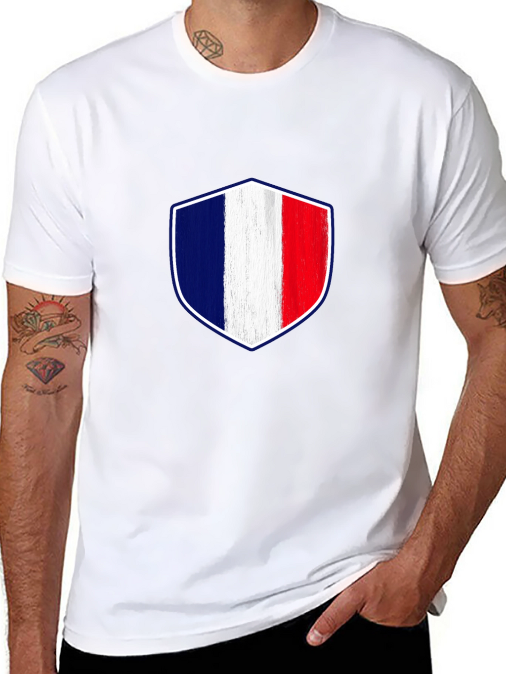 France Flag Shield Graphic T-Shirt