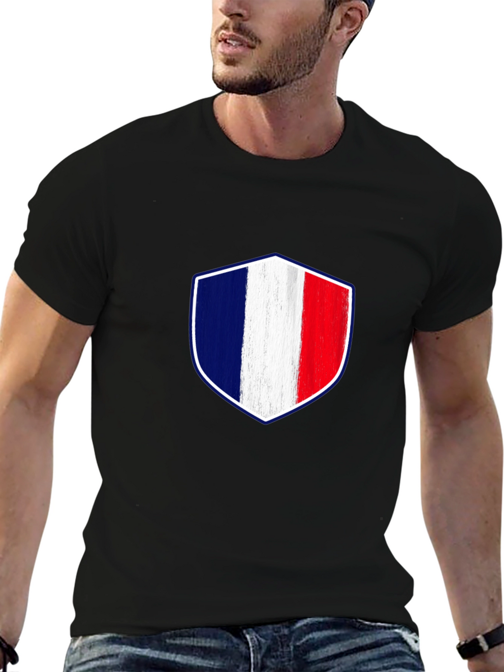 France Flag Shield Graphic T-Shirt