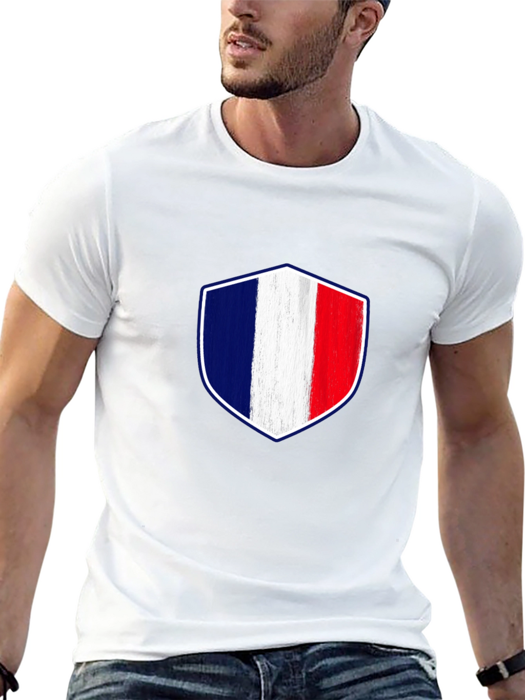 France Flag Shield Graphic T-Shirt
