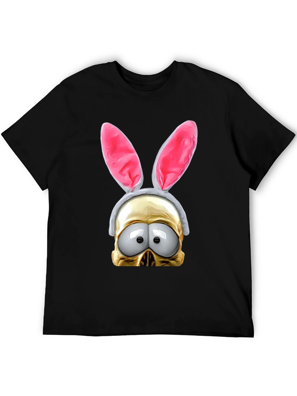 Humorous Bunny Skull Graphic T-Shirt