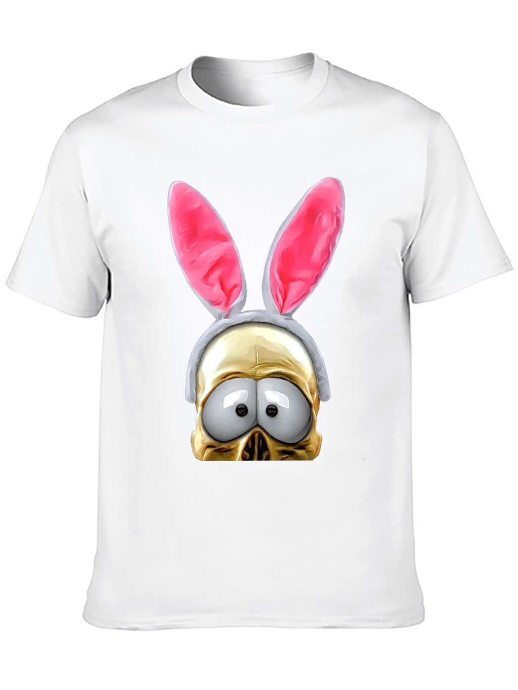 Humorous Bunny Skull Graphic T-Shirt