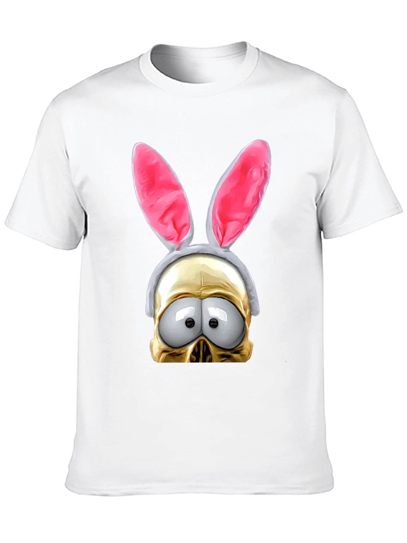 Humorous Bunny Skull Graphic T-Shirt