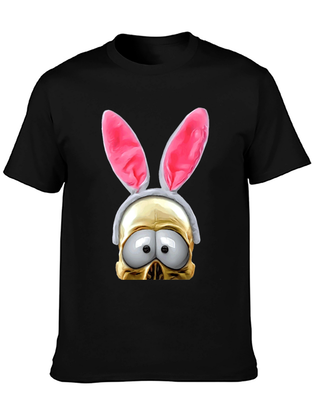 Humorous Bunny Skull Graphic T-Shirt