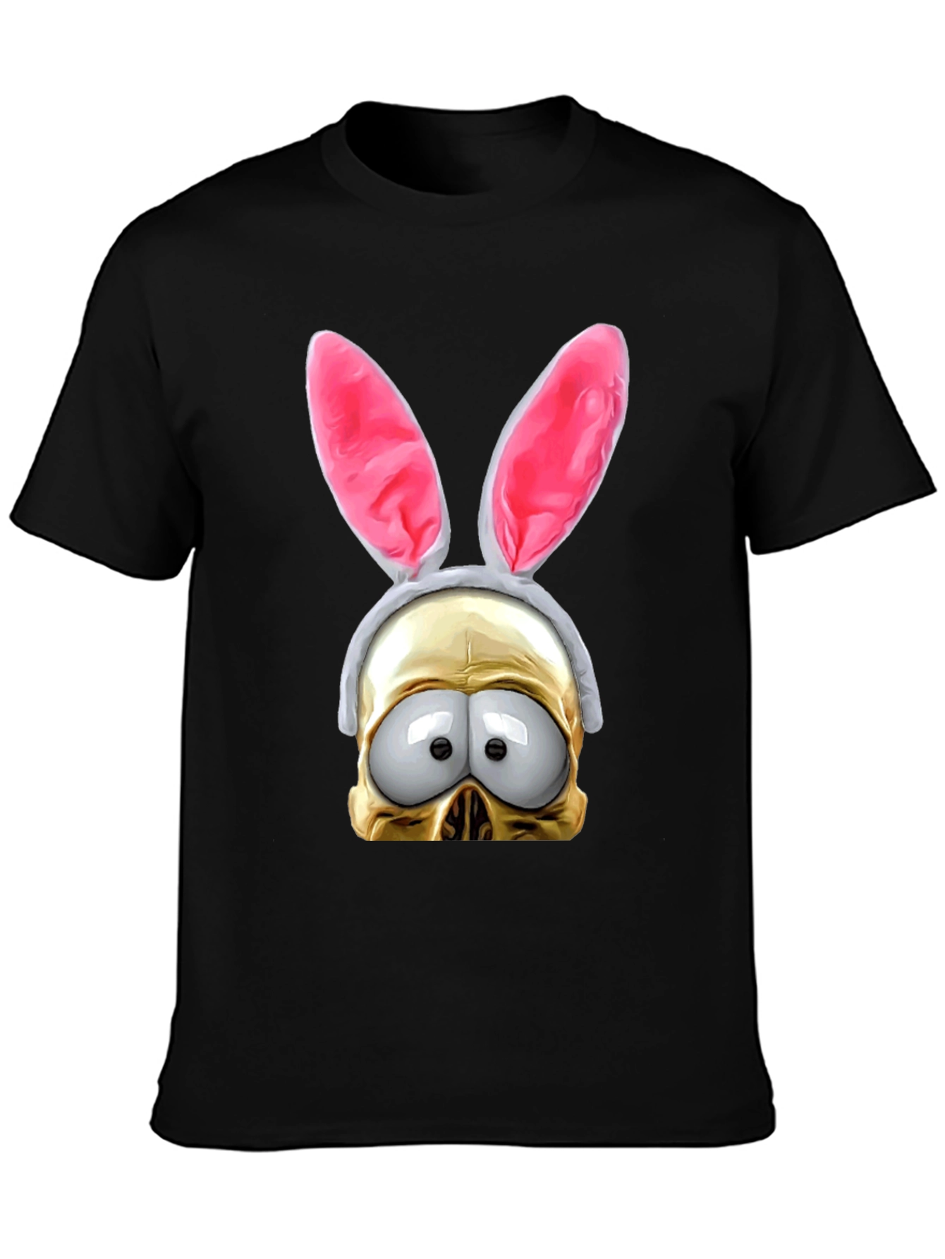 Humorous Bunny Skull Graphic T-Shirt