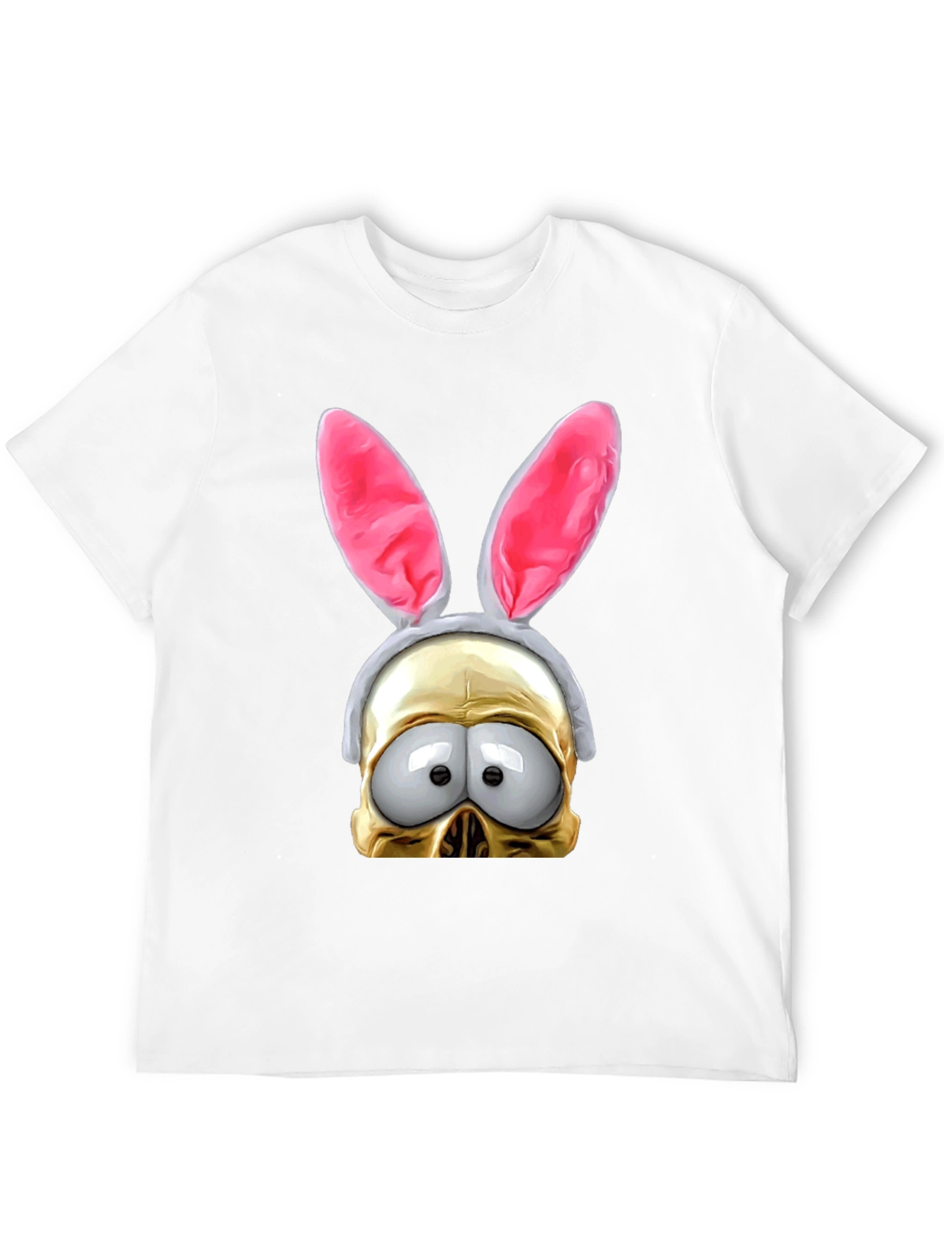 Humorous Bunny Skull Graphic T-Shirt