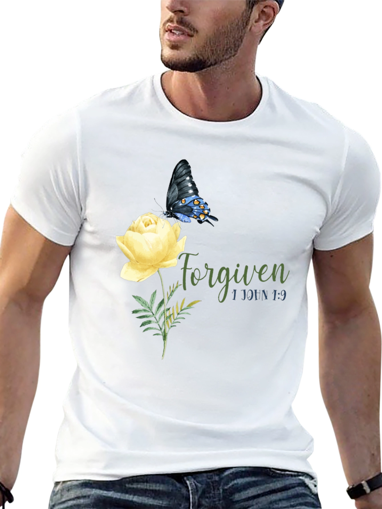 Forgiven Butterfly & Rose Graphic T-Shirt
