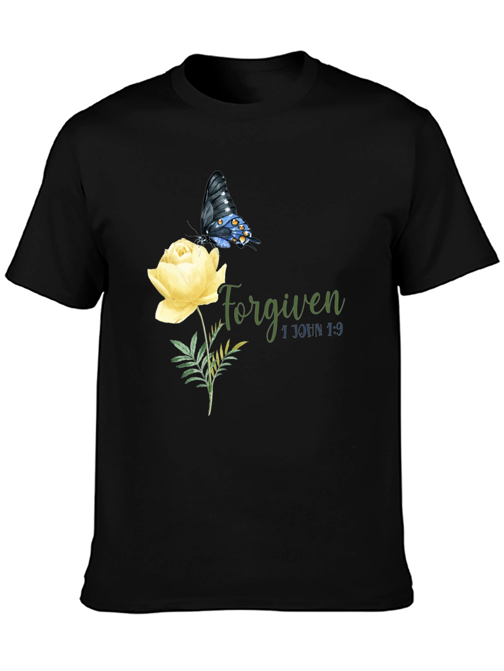 Forgiven Butterfly & Rose Graphic T-Shirt