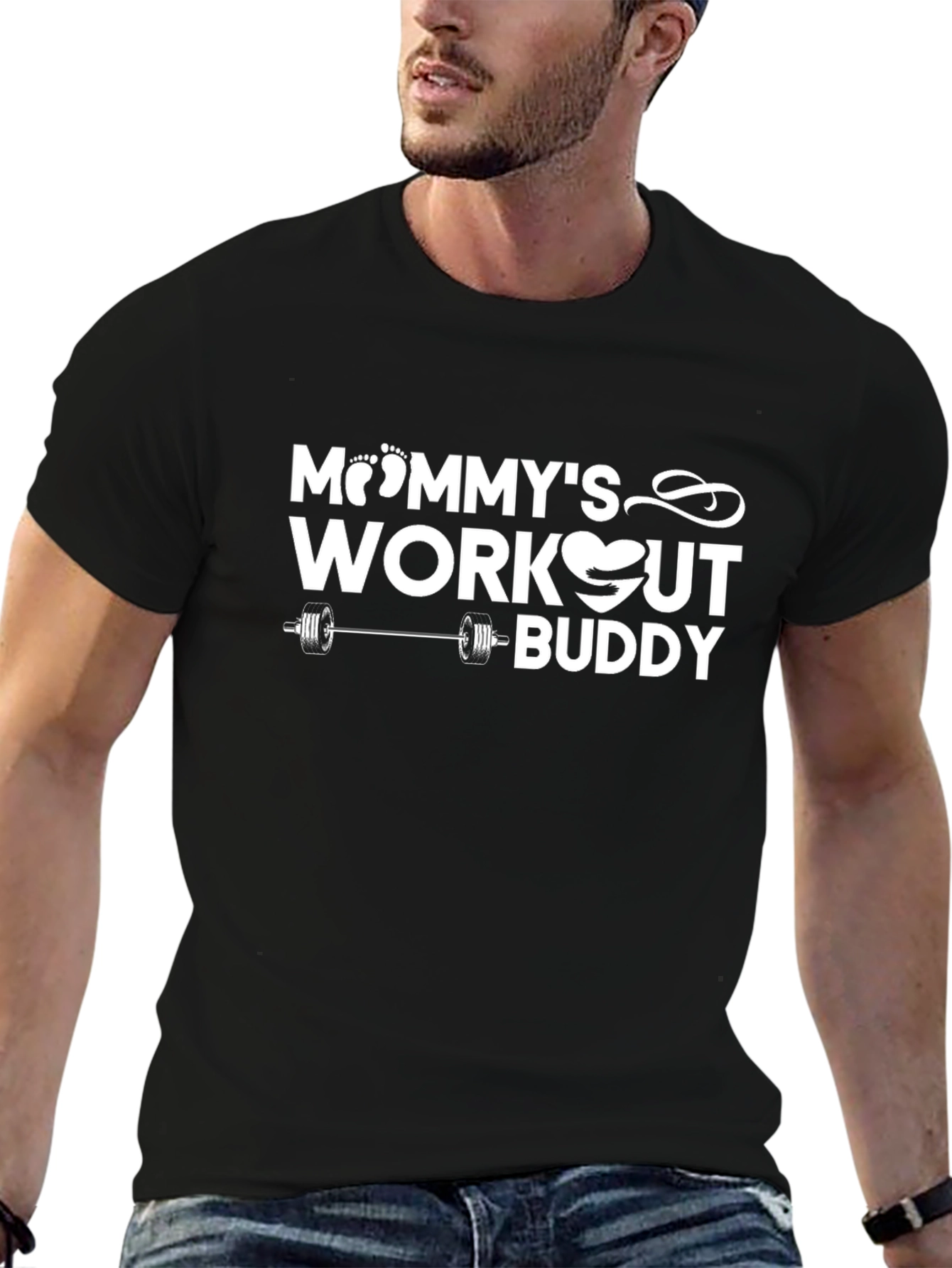 Mommys Workout Buddy Black T-Shirt