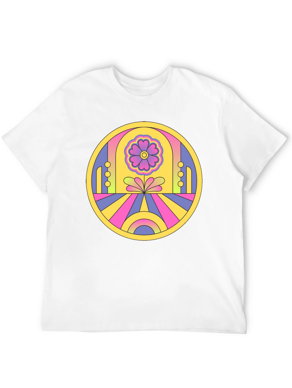 Retro Flower Power Graphic Tee - Black