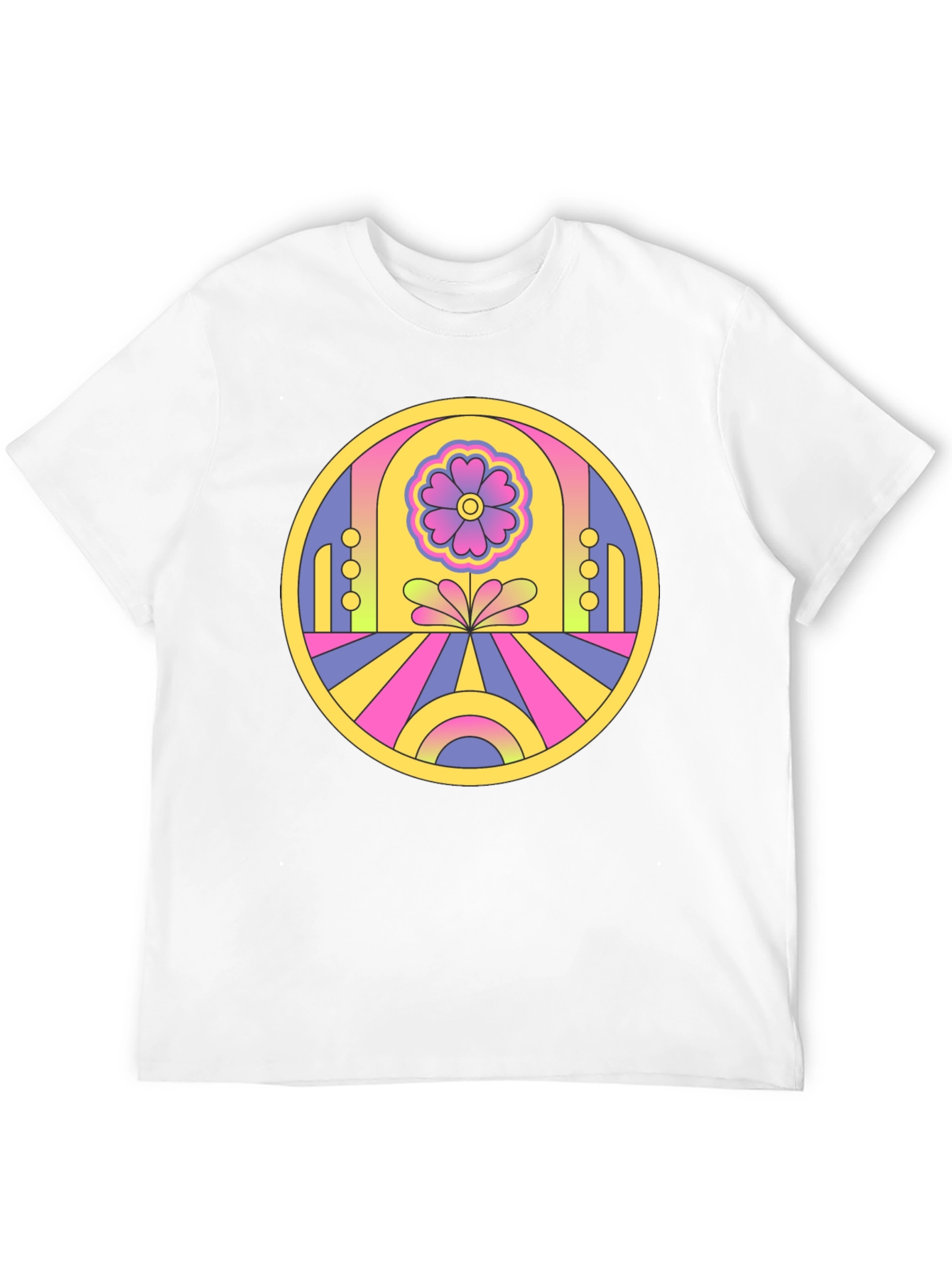 Retro Flower Power Graphic Tee - Black
