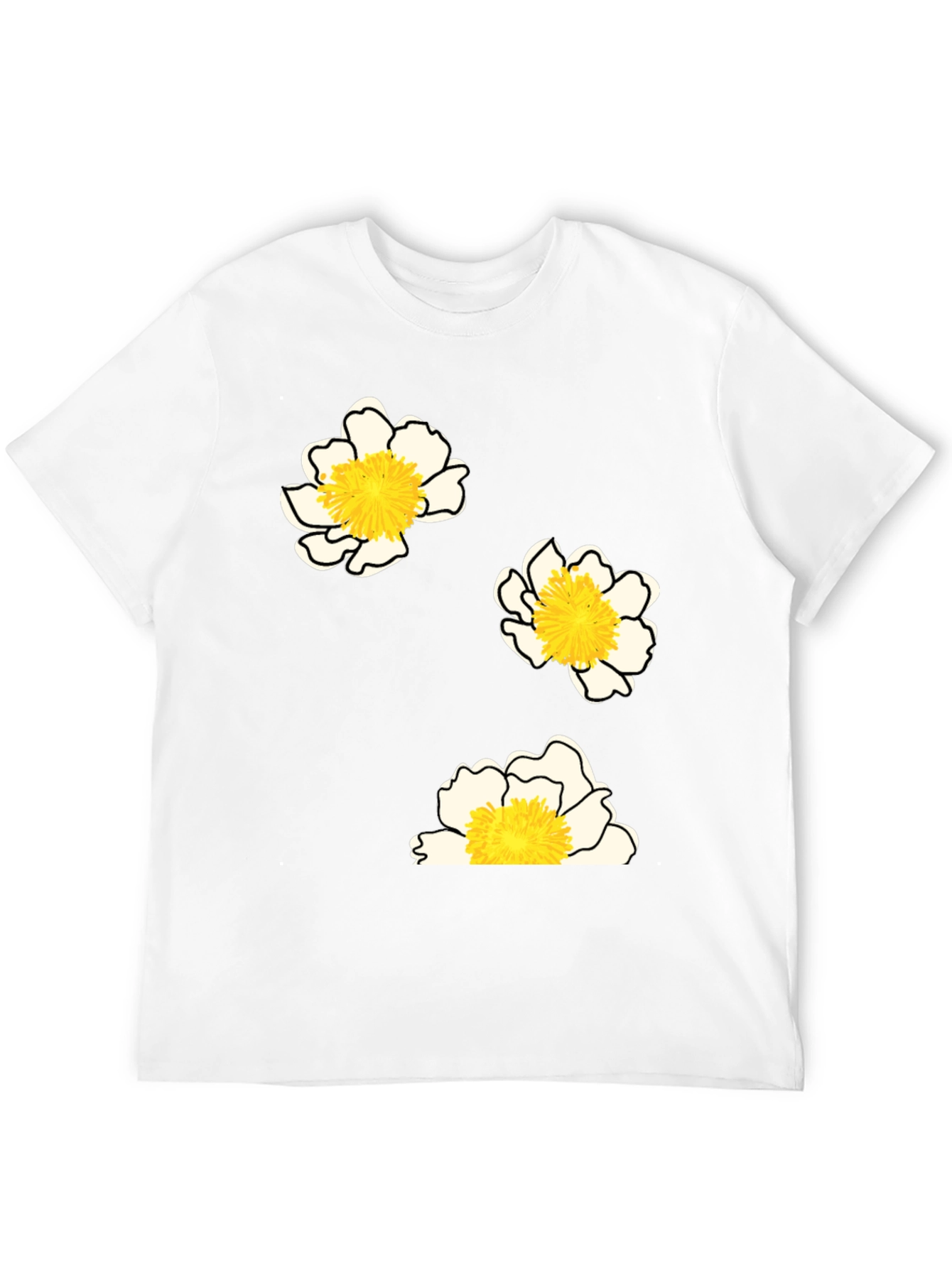 Floral Print T-Shirt - Black Casual Tee