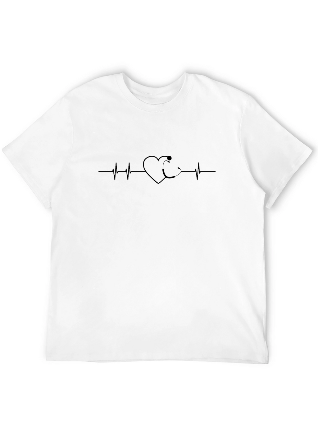 Heartbeat Stethoscope Graphic T-Shirt - Black