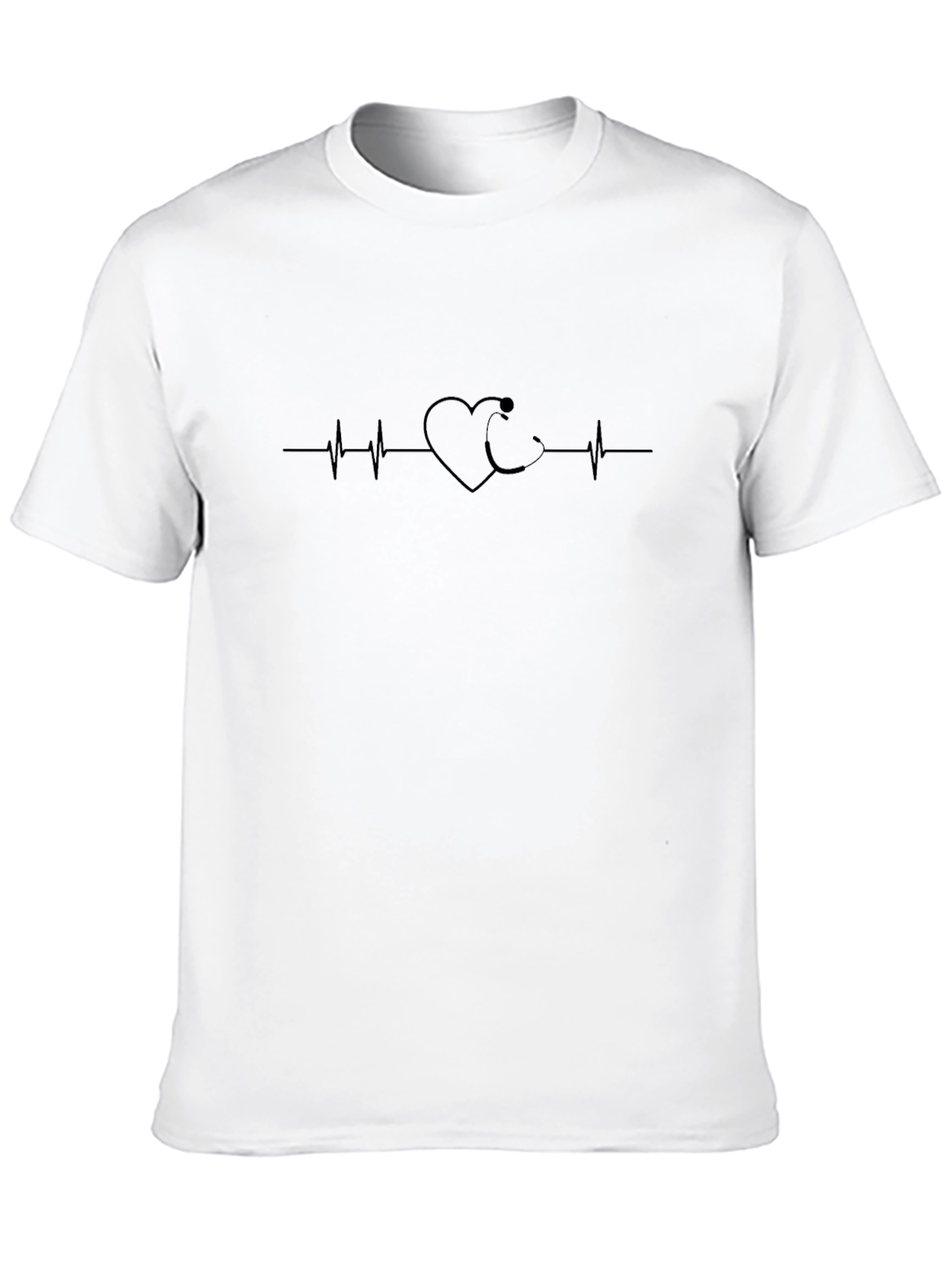Heartbeat Stethoscope Graphic T-Shirt - Black