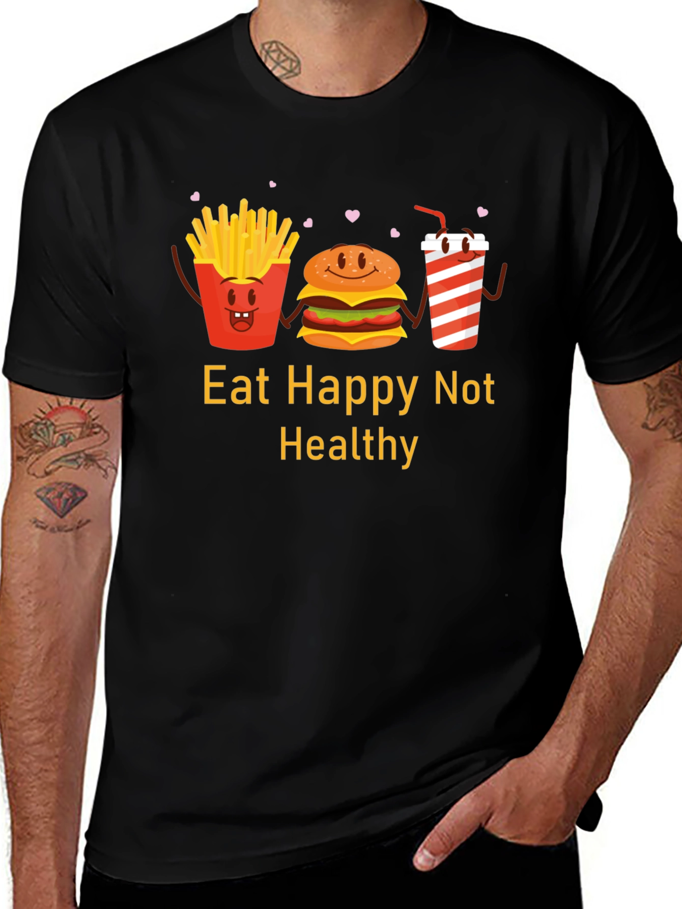 Eat Happy Not Healthy Graphic T-Shirt