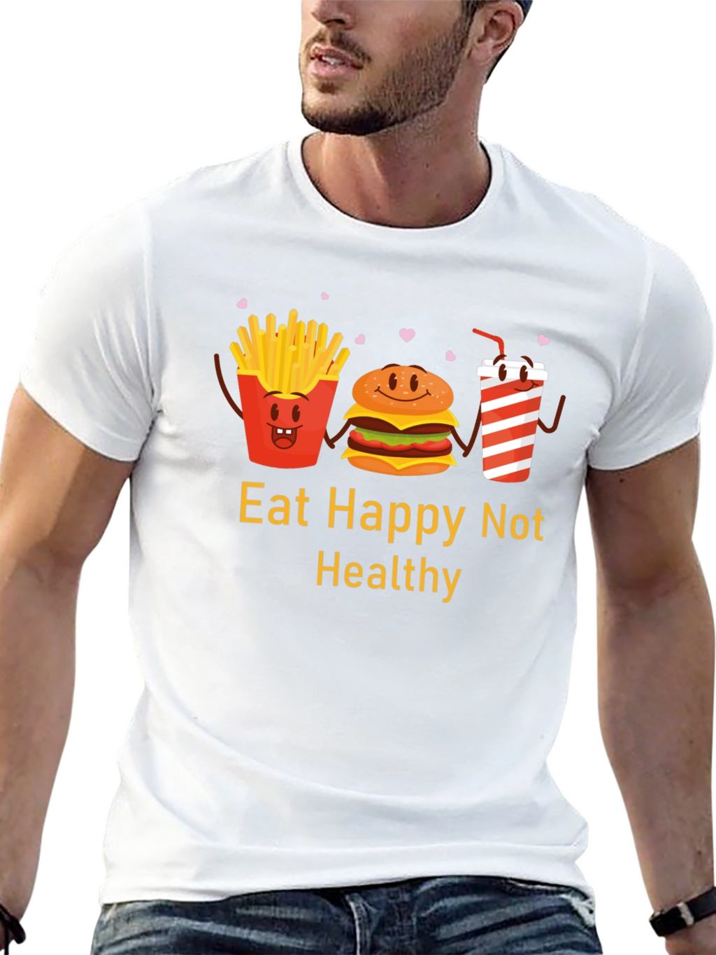 Eat Happy Not Healthy Graphic T-Shirt