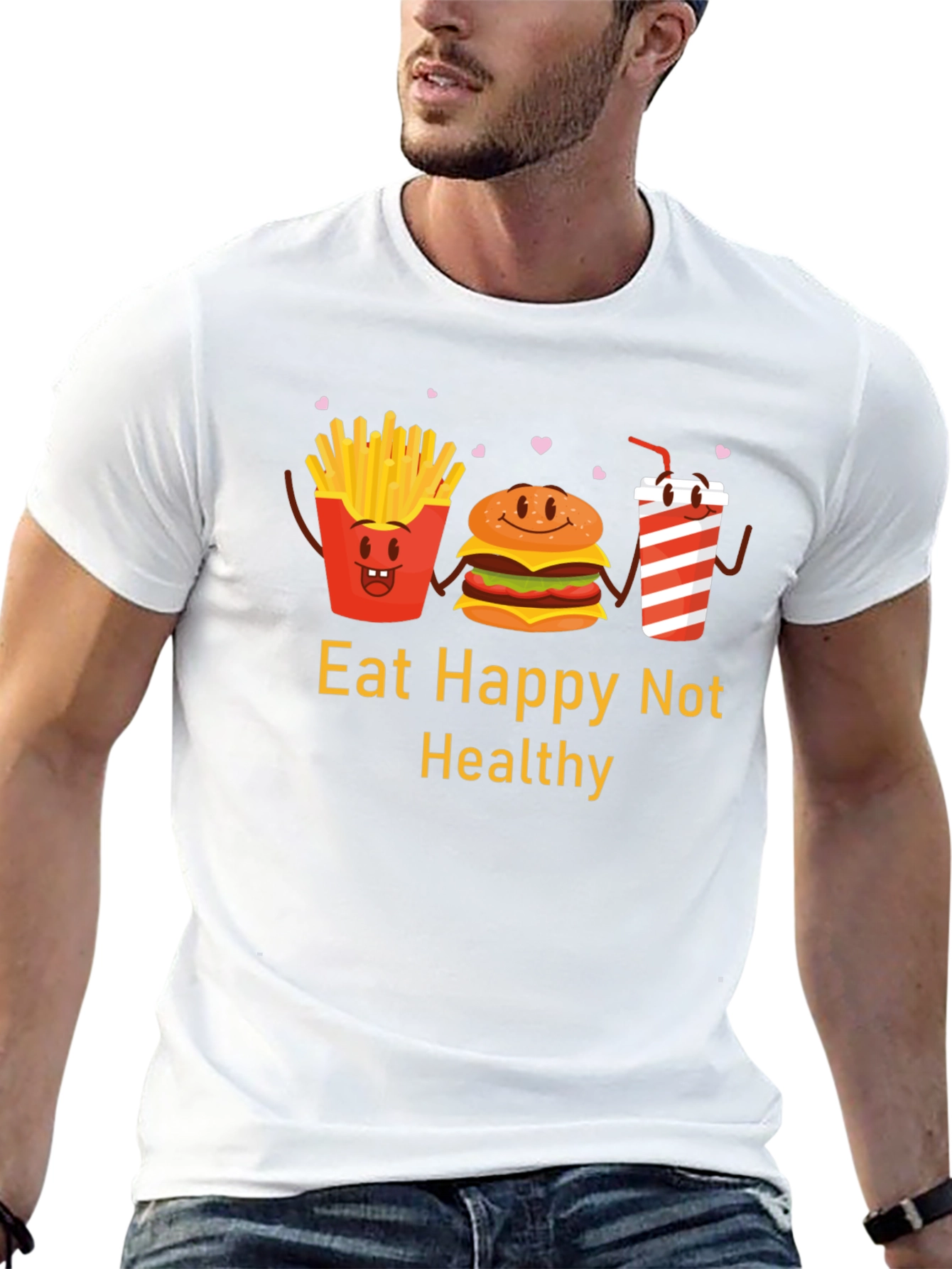 Eat Happy Not Healthy Graphic T-Shirt