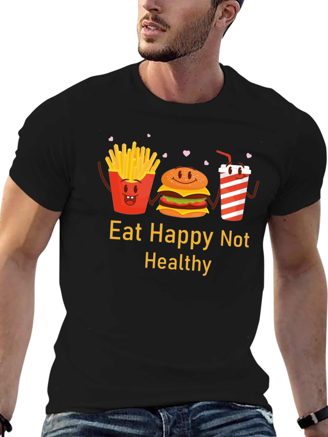 Eat Happy Not Healthy Graphic T-Shirt