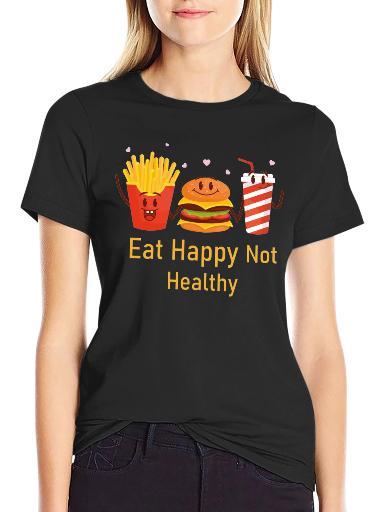 Eat Happy Not Healthy Graphic T-Shirt