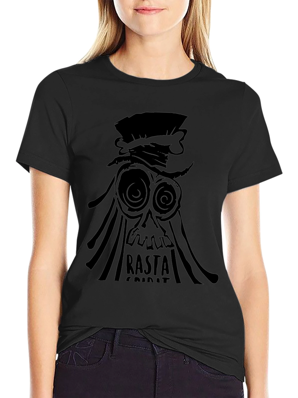 Rasta Spirit Graphic Tee - Black Cotton T-Shirt