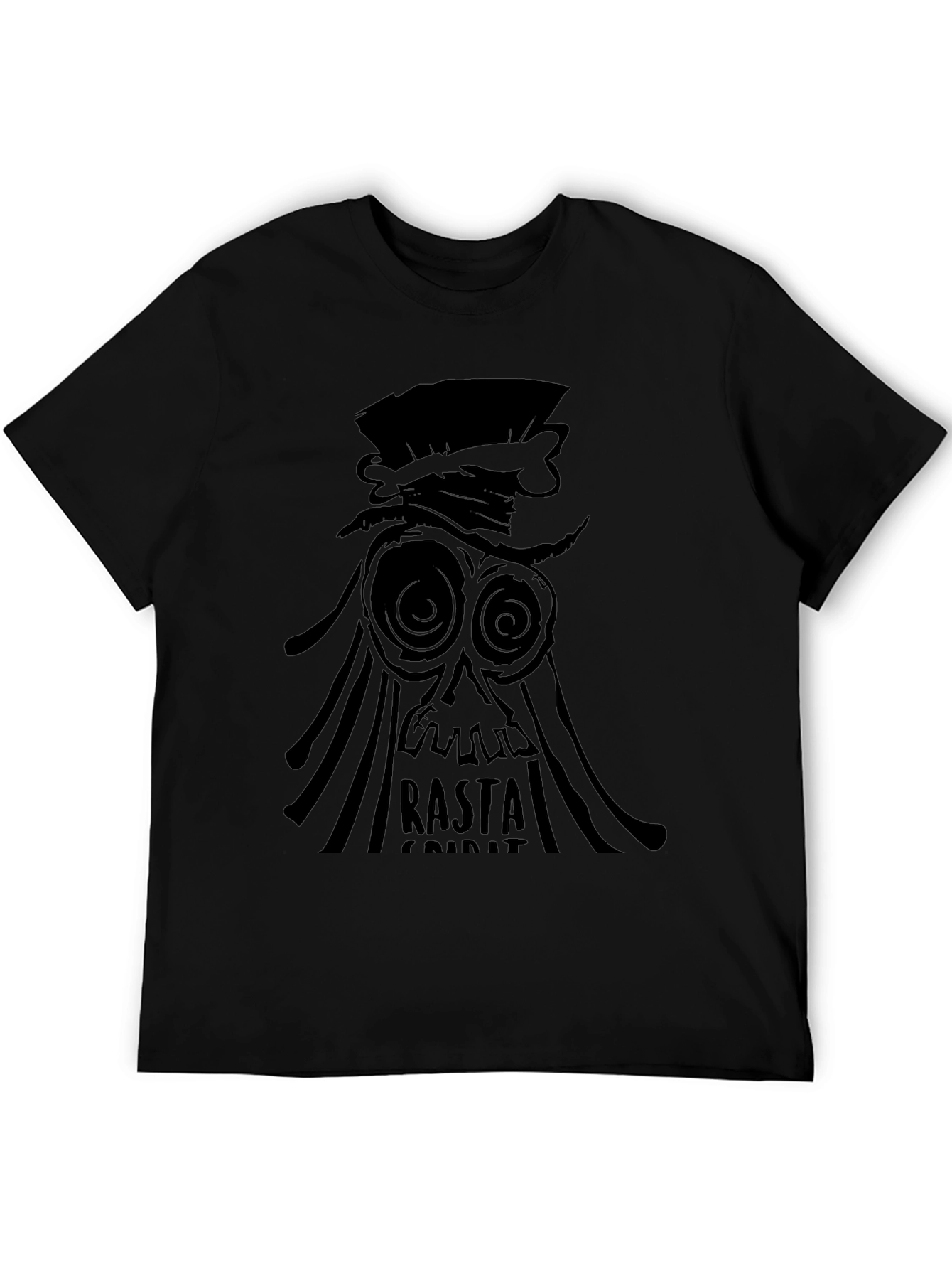 Rasta Spirit Graphic Tee - Black Cotton T-Shirt