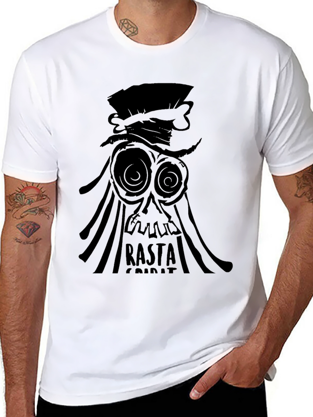 Rasta Spirit Graphic Tee - Black Cotton T-Shirt