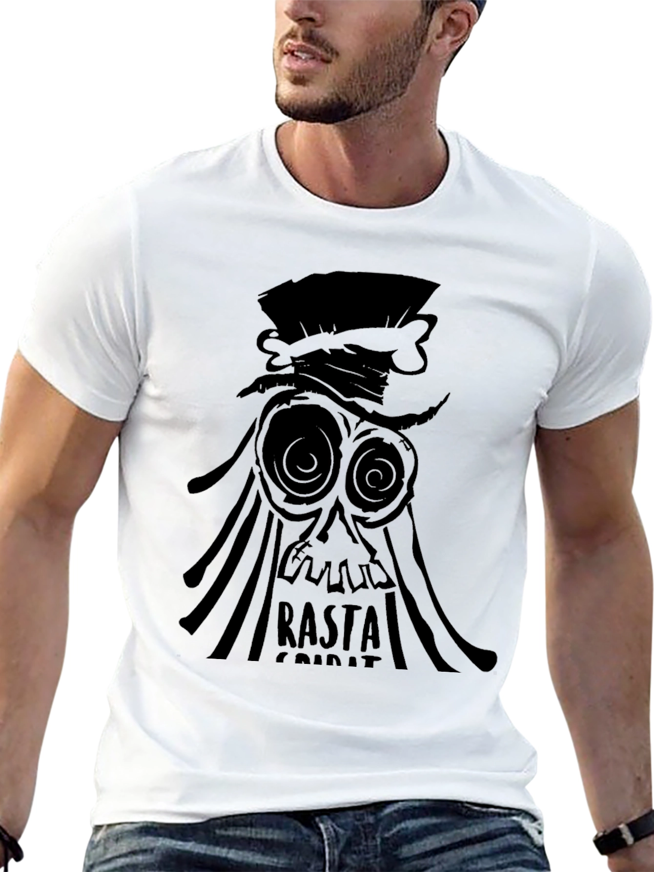 Rasta Spirit Graphic Tee - Black Cotton T-Shirt